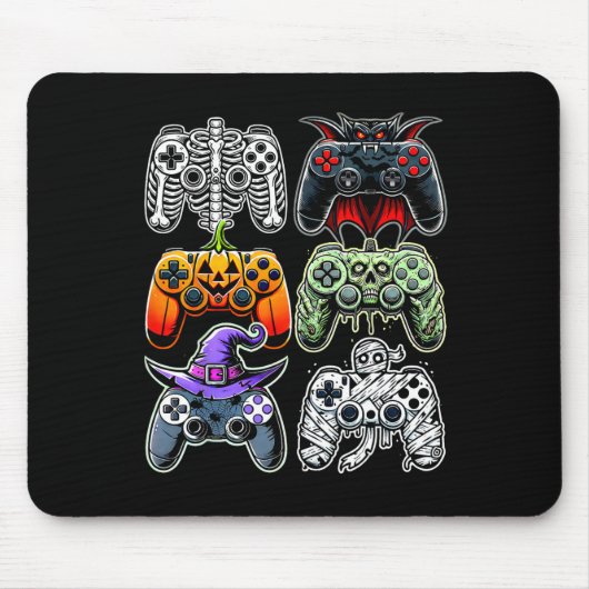 Halloween Skeleton Zombie Mummy Gaming Controllers Muismat (Voorkant)