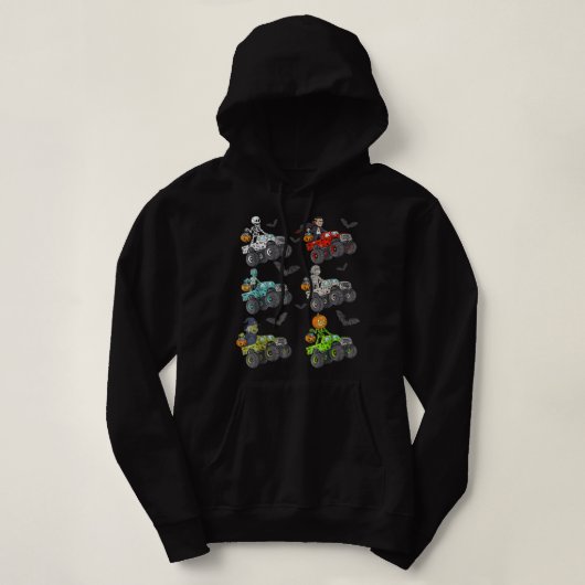 Halloween Skeleton Zombie Riding Monster Truck Vam Hoodie (Design voorkant)