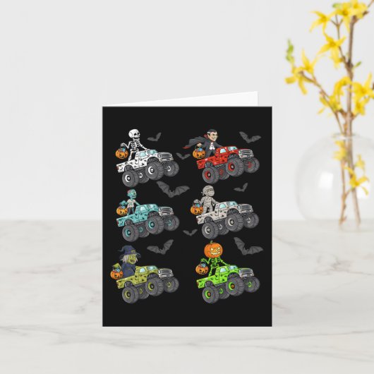 Halloween Skeleton Zombie Riding Monster Truck Vam Kaart (Gele Bloem)