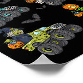 Halloween Skeleton Zombie Riding Monster Truck Vam Poster (Hoek)