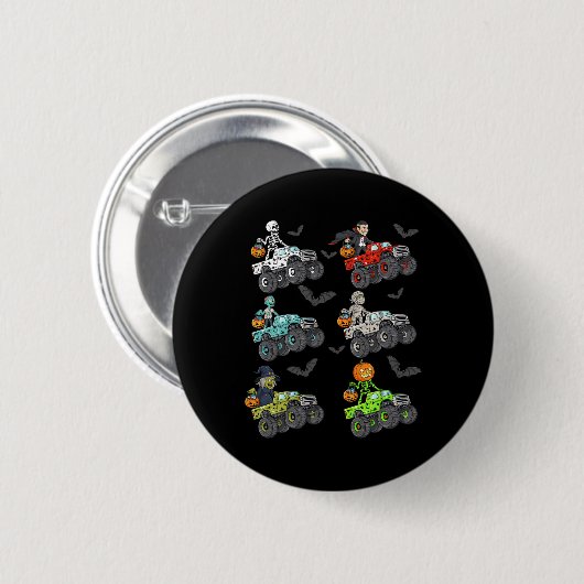 Halloween Skeleton Zombie Riding Monster Truck Vam Ronde Button 5,7 Cm (Voorkant /achterkant)