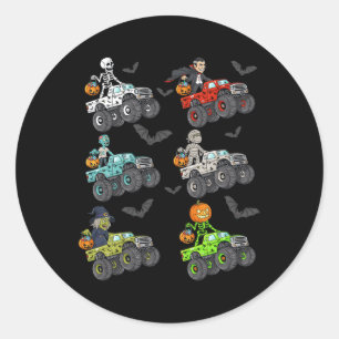 Halloween Skeleton Zombie Riding Monster Truck Vam Ronde Sticker