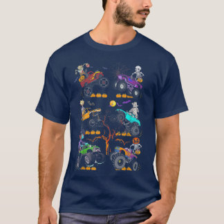 Halloween Skeleton Zombie Riding Monster Truck Vam T-shirt