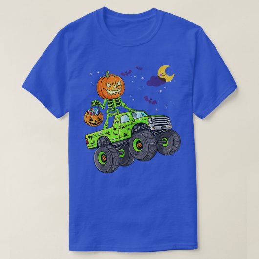 Halloween Skeleton Zombie Riding Monster Truck Vam T-shirt (Design voorkant)