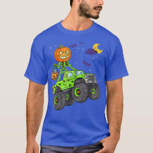 Halloween Skeleton Zombie Riding Monster Truck Vam T-shirt