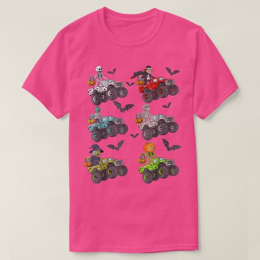 Halloween Skeleton Zombie Riding Monster Truck Vam T-shirt (Design voorkant)