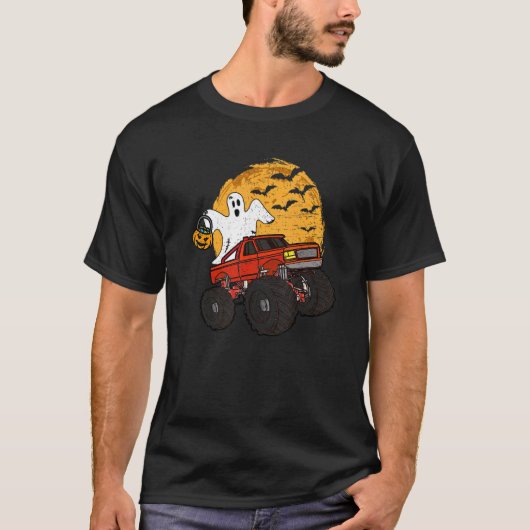 Halloween Skeleton Zombie Riding Monster Truck Vam T-shirt (Voorkant)