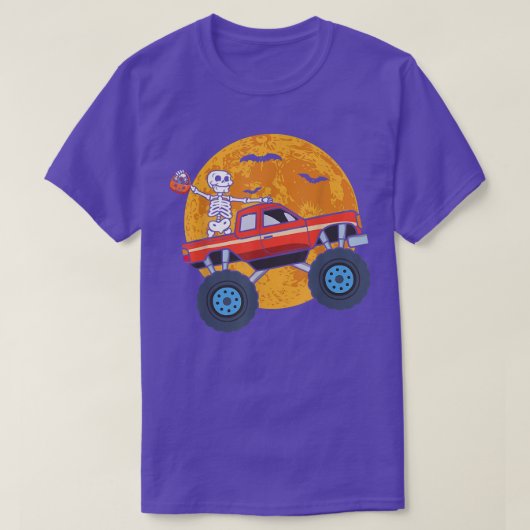 Halloween Skeleton Zombie Riding Monster Truck Vam T-shirt (Design voorkant)