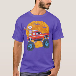 Halloween Skeleton Zombie Riding Monster Truck Vam T-shirt