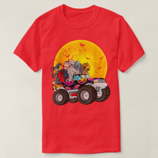 Halloween Skeleton Zombie Riding Monster Truck Vam T-shirt (Design voorkant)