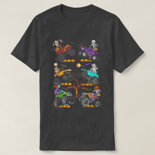 Halloween Skeleton Zombie Riding Monster Truck Vam T-shirt (Design voorkant)
