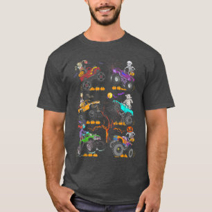 Halloween Skeleton Zombie Riding Monster Truck Vam T-shirt
