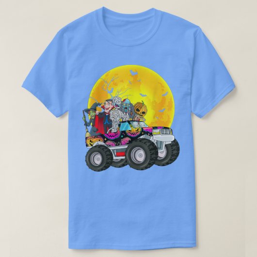 Halloween Skeleton Zombie Riding Monster Truck Vam T-shirt (Design voorkant)