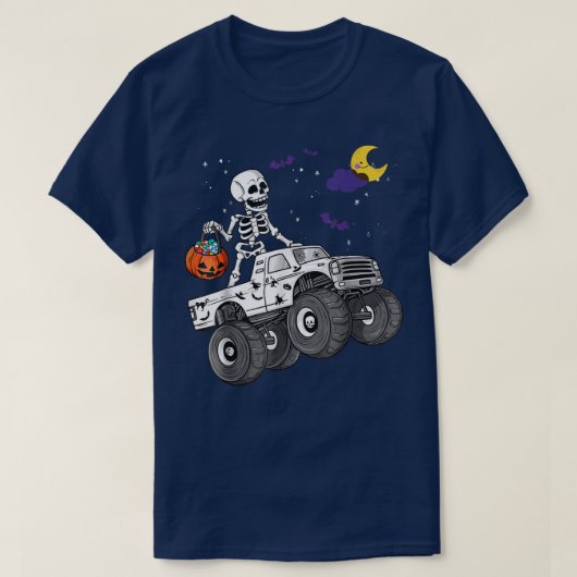 Halloween Skeleton Zombie Riding Monster Truck Vam T-shirt (Design voorkant)