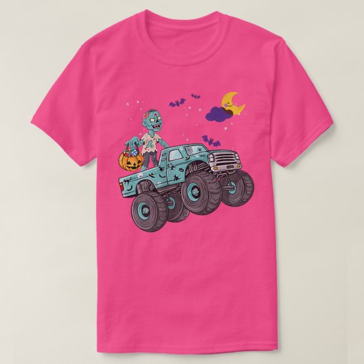Halloween Skeleton Zombie Riding Monster Truck Vam T-shirt (Design voorkant)