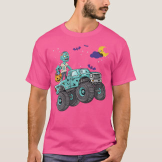 Halloween Skeleton Zombie Riding Monster Truck Vam T-shirt