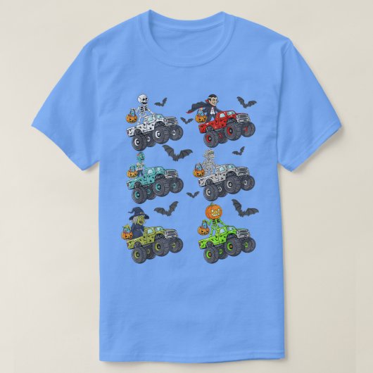 Halloween Skeleton Zombie Riding Monster Truck Vam T-shirt (Design voorkant)
