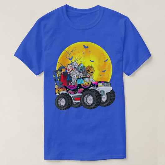 Halloween Skeleton Zombie Riding Monster Truck Vam T-shirt (Design voorkant)