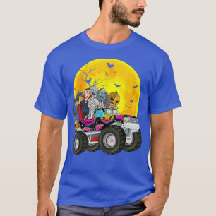 Halloween Skeleton Zombie Riding Monster Truck Vam T-shirt