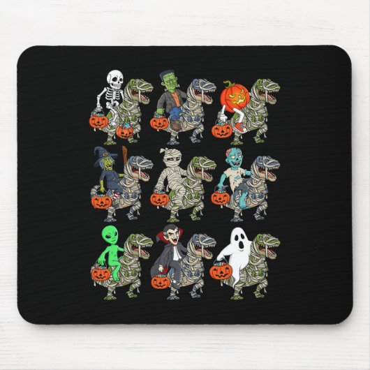 Halloween Skeleton Zombie Riding Mummy T Rex Vampi Muismat (Voorkant)