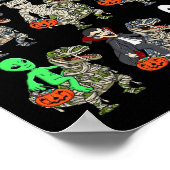 Halloween Skeleton Zombie Riding Mummy T Rex Vampi Poster (Hoek)