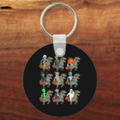 Halloween Skeleton Zombie Riding Mummy T Rex Vampi Sleutelhanger (Voorkant)