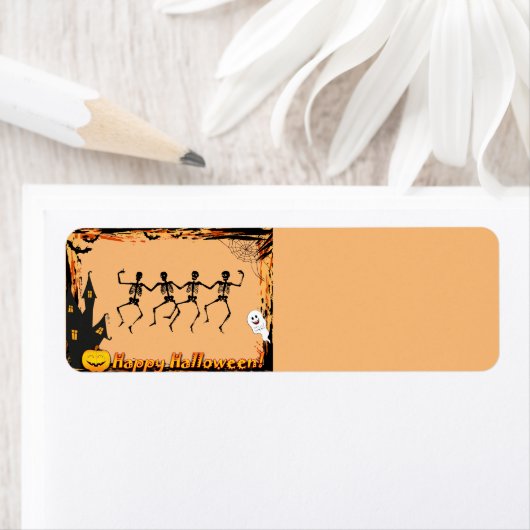 Halloween Skeletons adreslabel Etiket (Insitu)