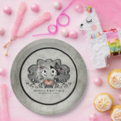 Halloween Skeletons Black & Grey Matching Wedding Papieren Bordje (Feest)