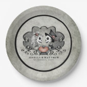 Halloween Skeletons Black & Grey Matching Wedding Papieren Bordje (Voorkant)
