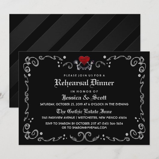 Halloween Skeletons bruiloft repetitie uitnodiging (Voorkant / Achterkant)