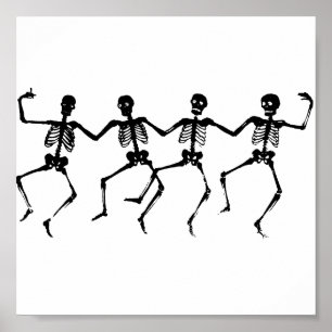 Halloween Skeletons Dancing Poster