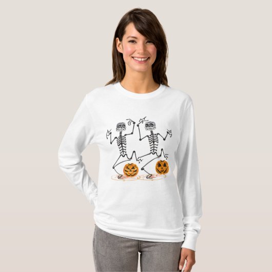 Halloween Skeletons en Jack O Lanterns T-shirt (Voorkant volledig)