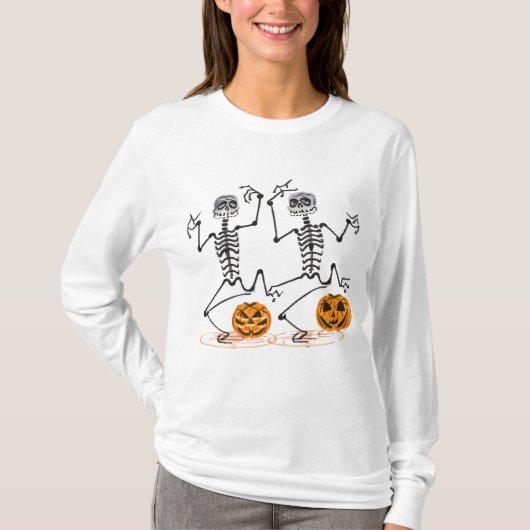 Halloween Skeletons en Jack O Lanterns T-shirt (Voorkant)