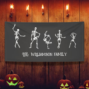 Halloween Skeletons Familie van 5 Aangepaste famil Spandoek