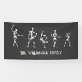 Halloween Skeletons Familie van 5 Aangepaste famil Spandoek (Horizontaal)
