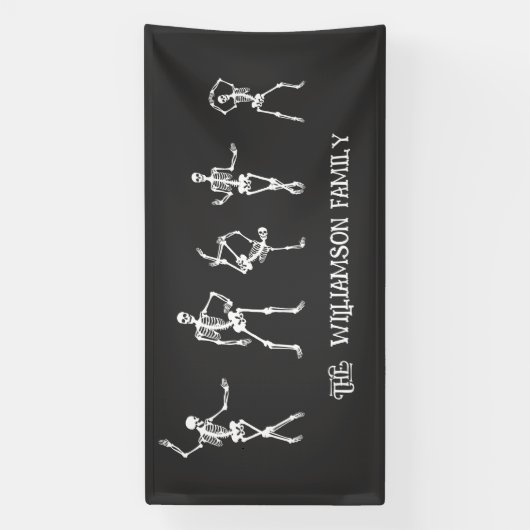 Halloween Skeletons Familie van 5 Aangepaste famil Spandoek (Verticaal)