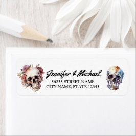 Halloween Skeletons Gothic huwelijksadres Etiket