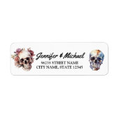 Halloween Skeletons Gothic huwelijksadres Etiket (Voorkant)