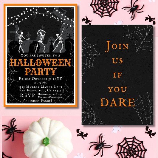 Halloween Skeletons Graveyard Kostuum Party Kaart