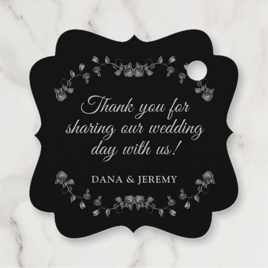 Halloween Skeletons Grey & Black Hartelijk dank Bedankjes Labels (Achterkant)