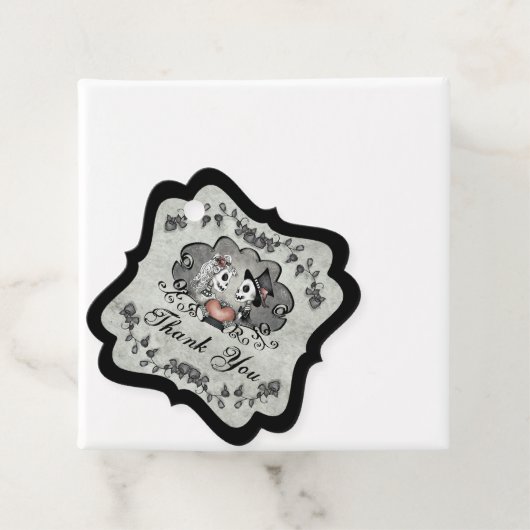 Halloween Skeletons Grey & Black Hartelijk dank Bedankjes Labels (In situ)