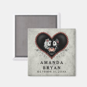 Halloween Skeletons Grijs Zwart Hart Save the Date Magneet (Voorkant / Achterkant)