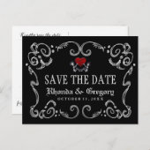 Halloween Skeletons & Heart Matching Bewaar de dat Aankondigingskaart (Voorkant / Achterkant)