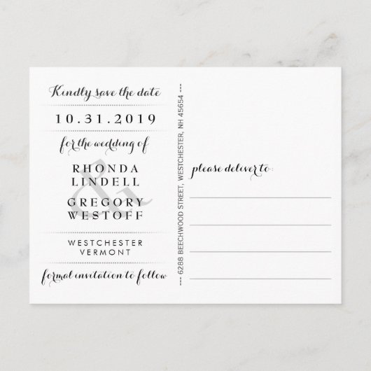 Halloween Skeletons & Heart Matching Bewaar de dat Aankondigingskaart (Achterkant)