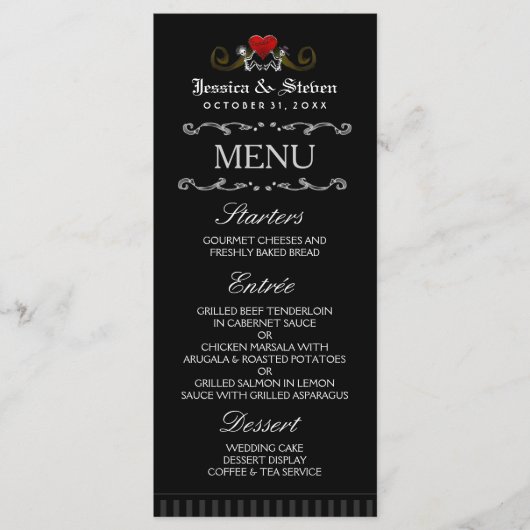 Halloween Skeletons & Heart Matching Wedding Menu (Voorkant)