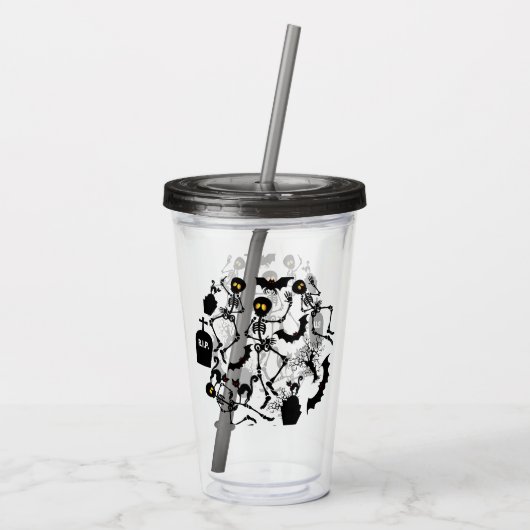 Halloween Skeletons Macabre Dance Acryl Drinkbeker (Achterkant)