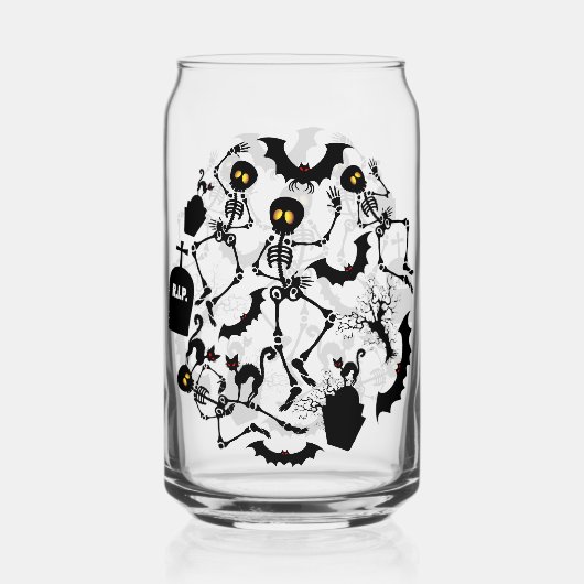 Halloween Skeletons Macabre Dance Blikvorm Glas (Voorkant)