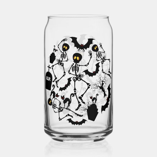 Halloween Skeletons Macabre Dance Blikvorm Glas (Achterkant)