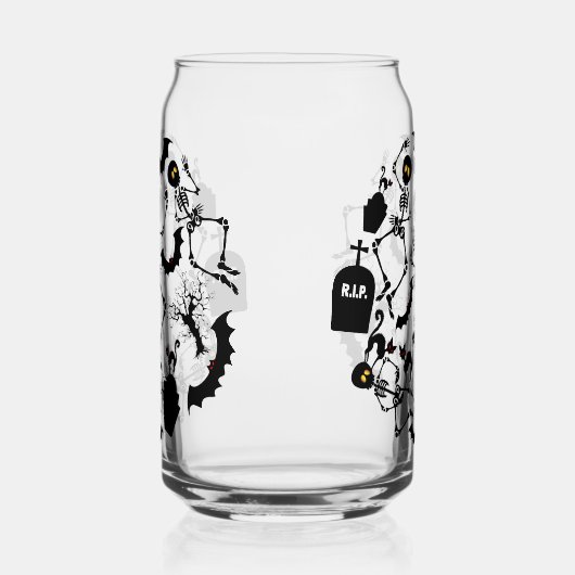 Halloween Skeletons Macabre Dance Blikvorm Glas (Links)