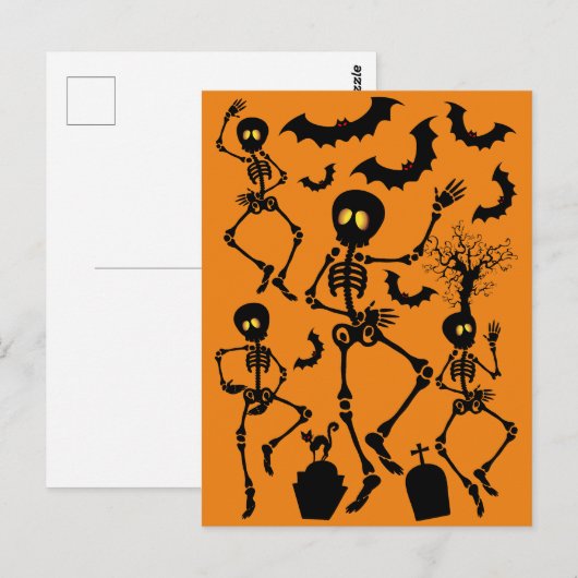 Halloween Skeletons Macabre Dance Briefkaart (Voorkant / Achterkant)